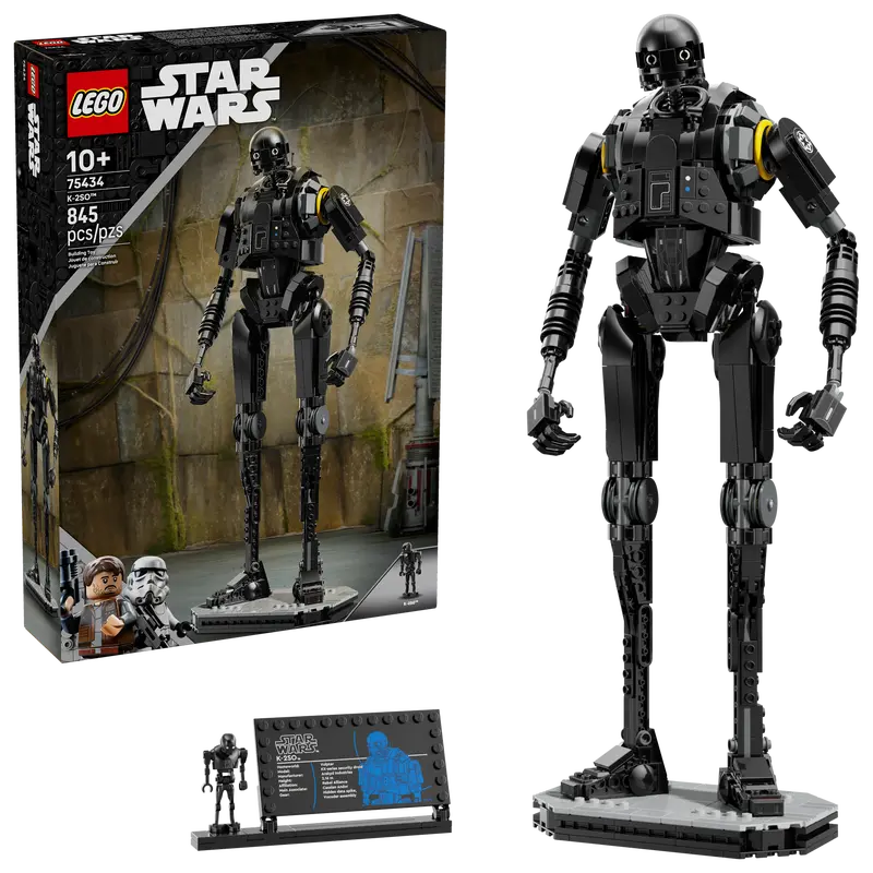 LEGO Star Wars K-2SO figure set with packaging and accessories on a white background