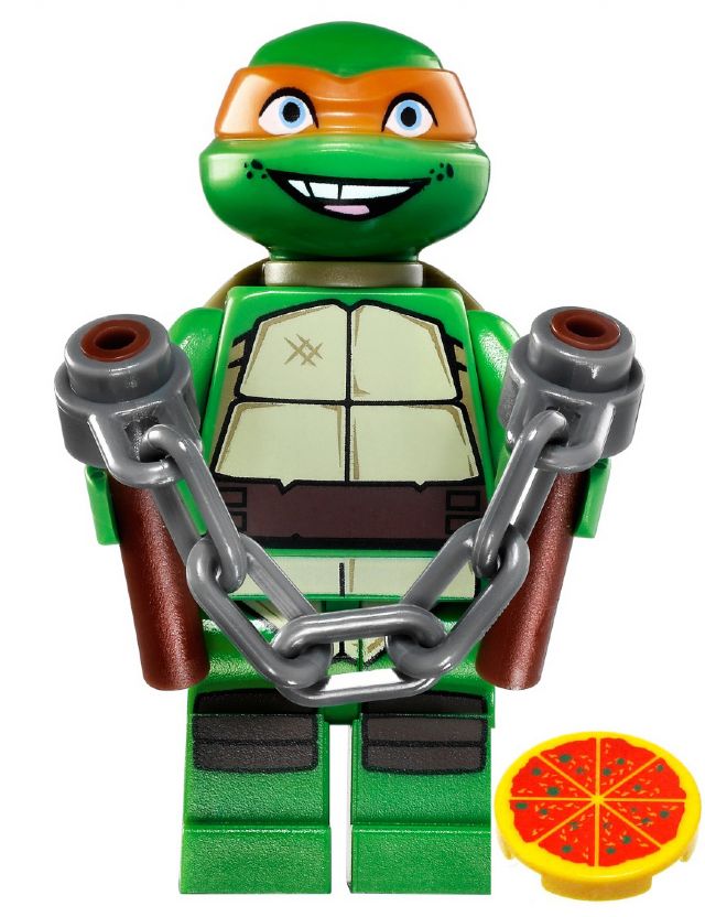Michelangelo with weapon and a pizza - Ninja Turtles Minifigure