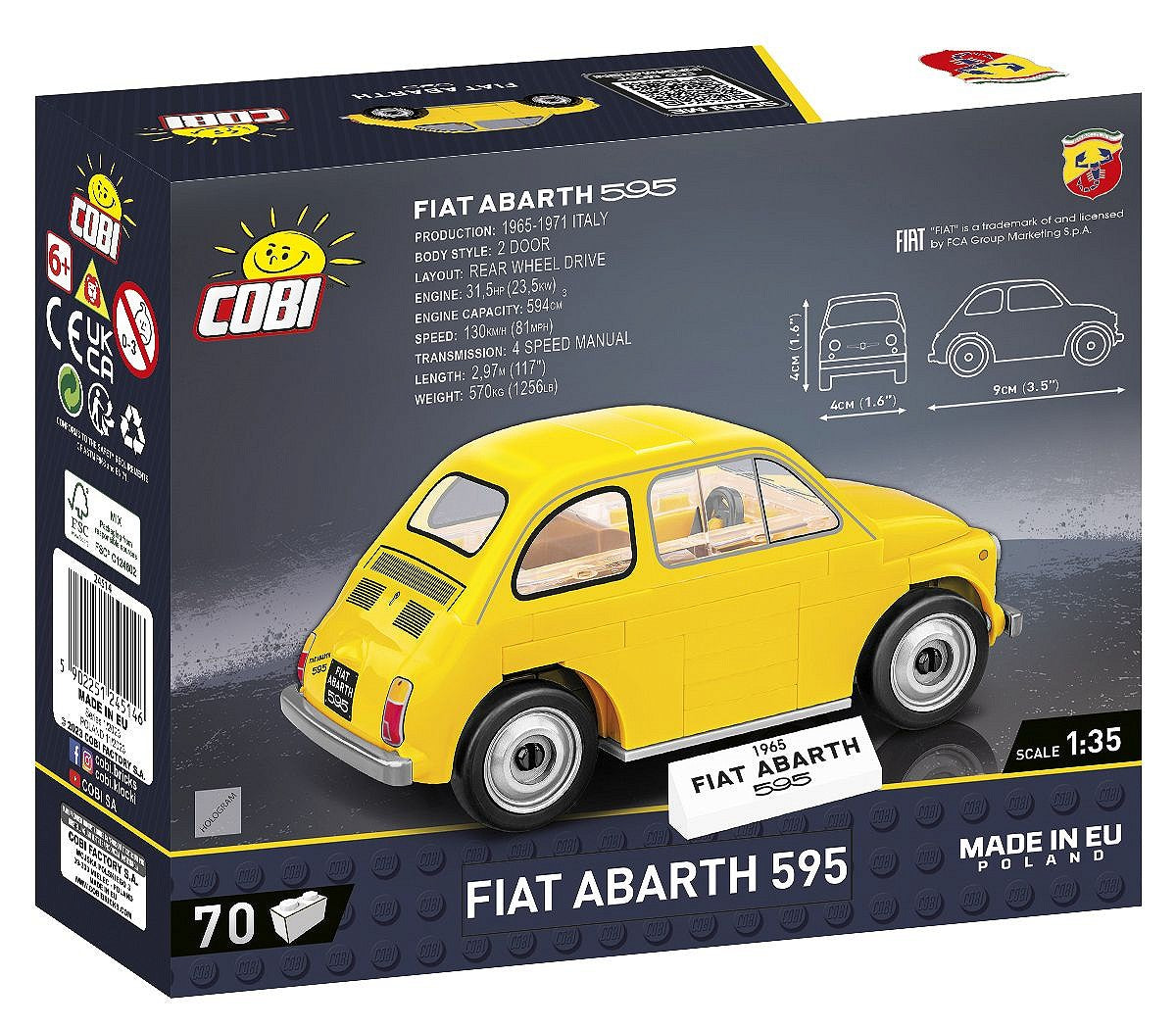 COBI Fiat Abarth 595 Scale 1:35 Building Block Set