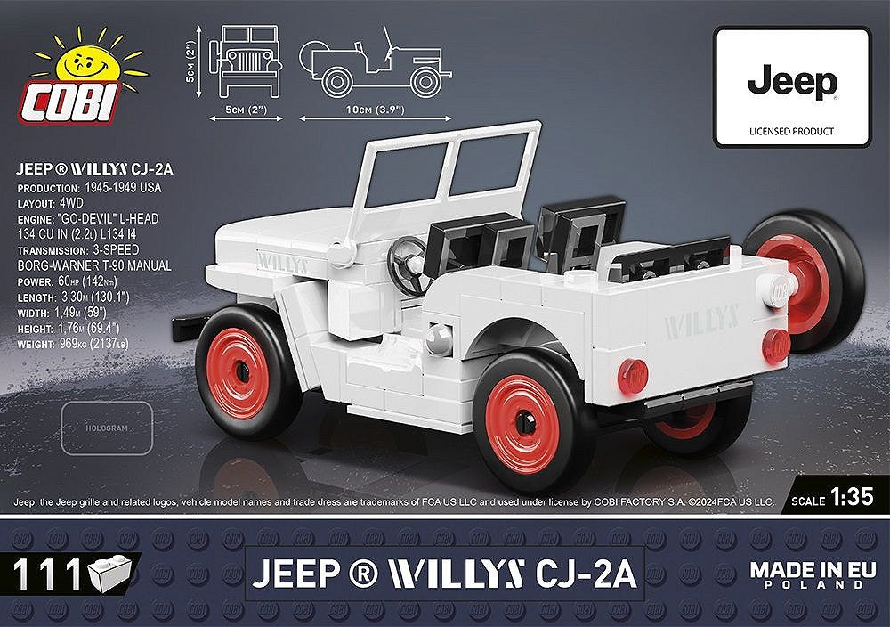 Cobi Jeep Willys CJ-2A Civilian 1:35 Scale Building Block Model