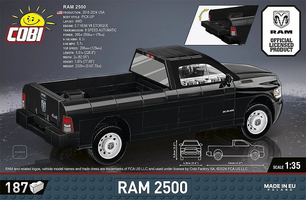 COBI 24610 RAM 2500 Dodge Pickup Truck 1:35 Scale Model