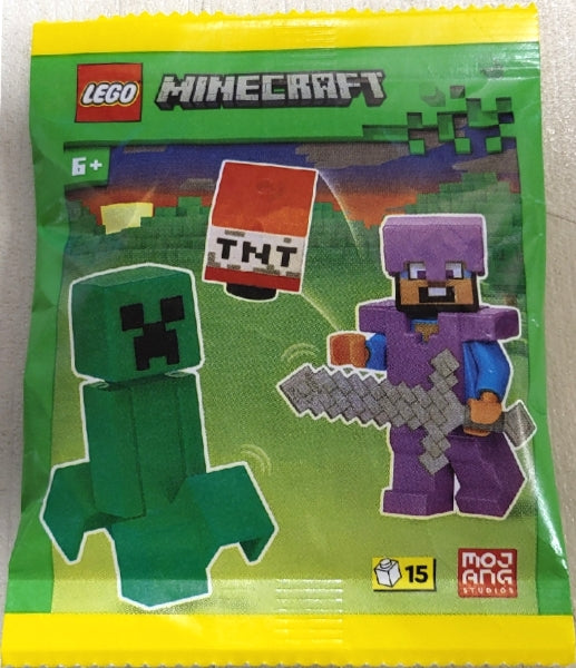 Lego Steve with Creeper and TNT Paper Bag
