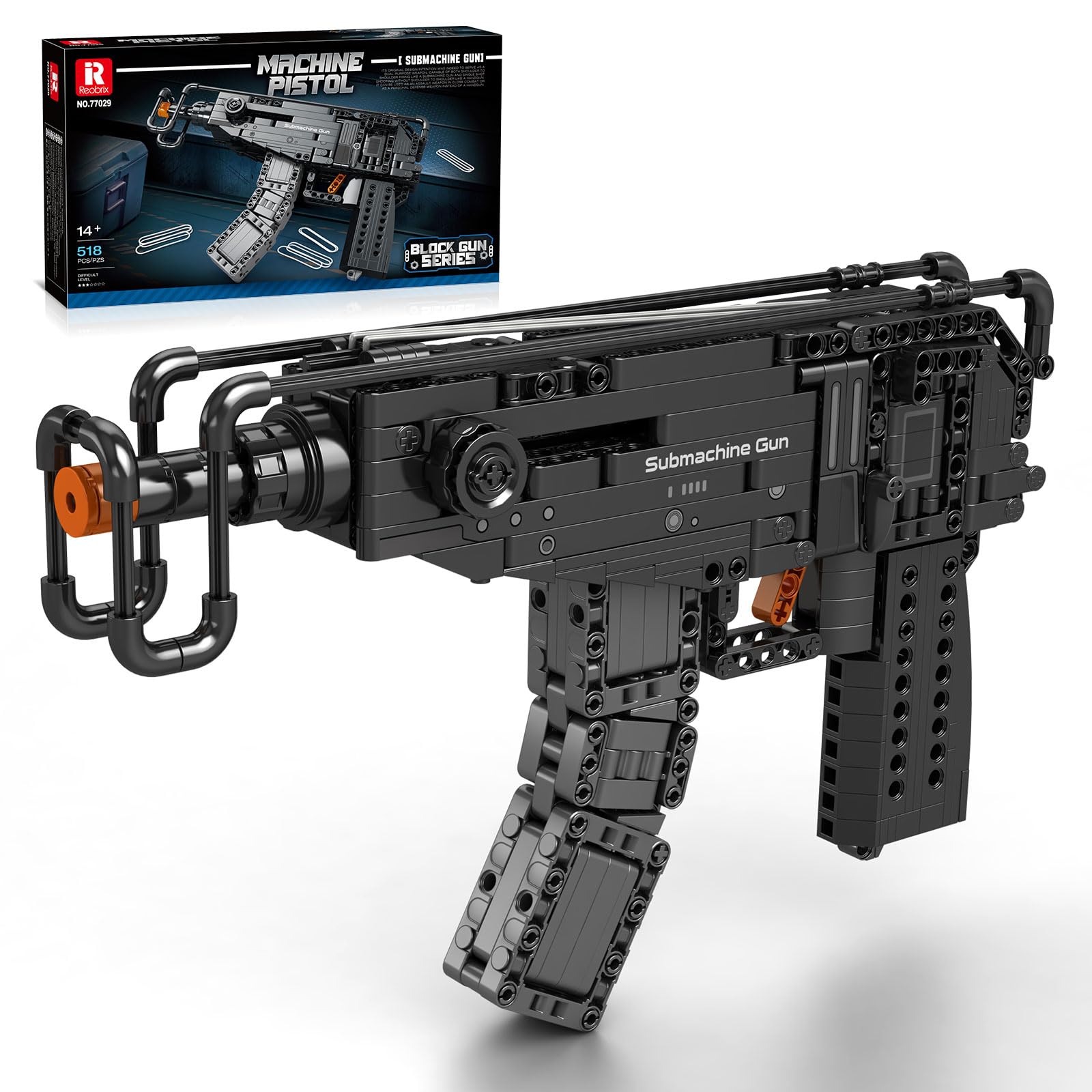 Reobrix Scorpion Submachine Gun RB77029 brick-built display model