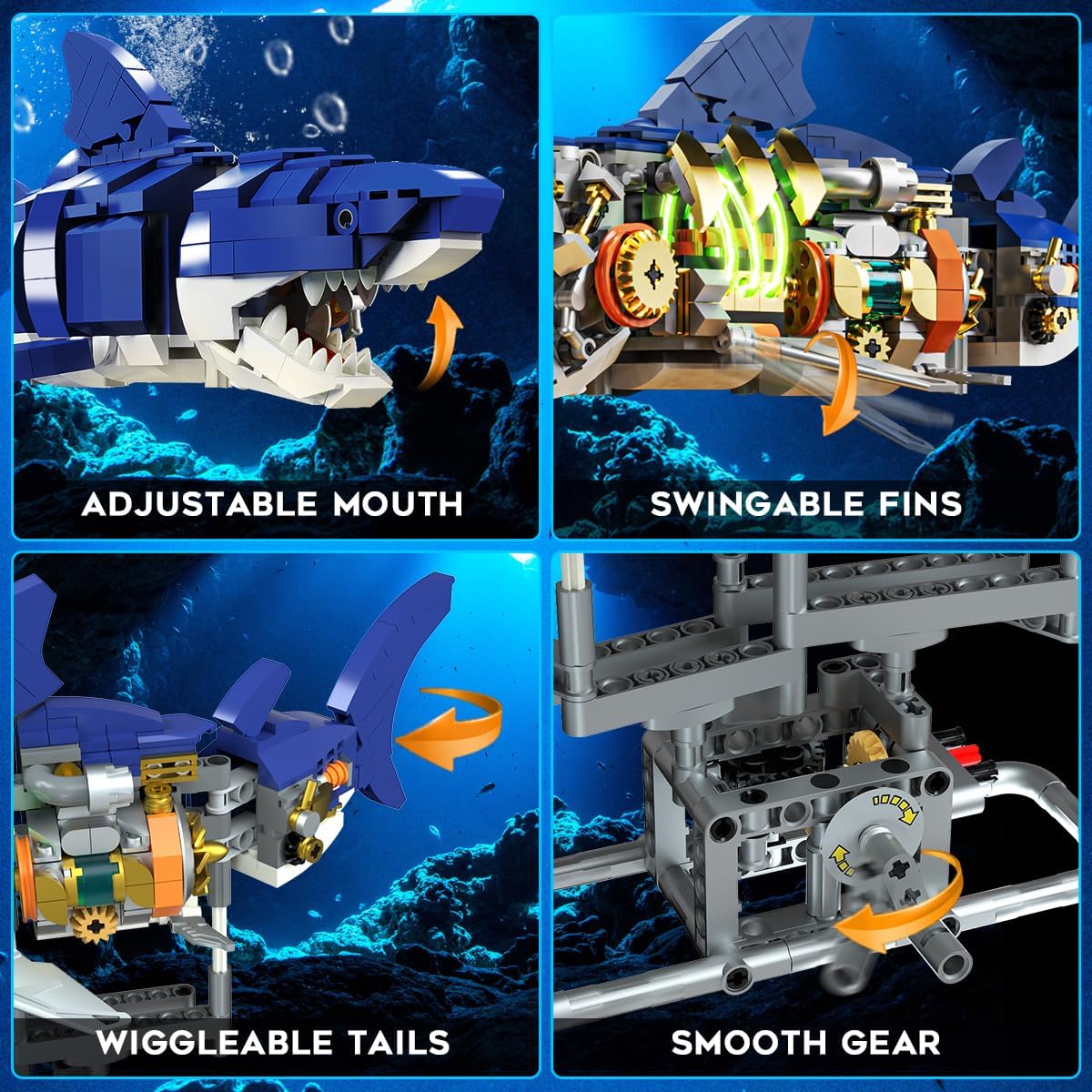 Insoon Mechanical Shark Building Set with LED Light