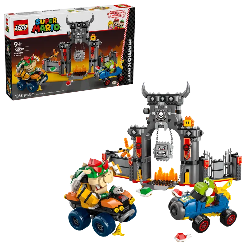 LEGO Super Mario set with characters and bowser's castle, displayed with packaging 72039