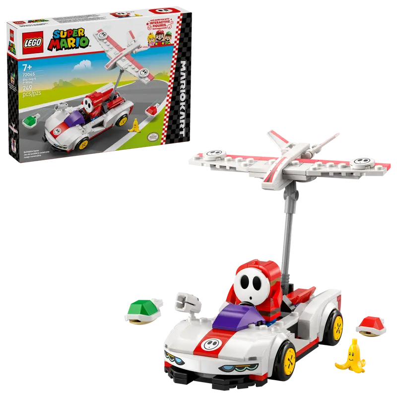LEGO Super Mario Kart with airplane attachment on a white background 72045