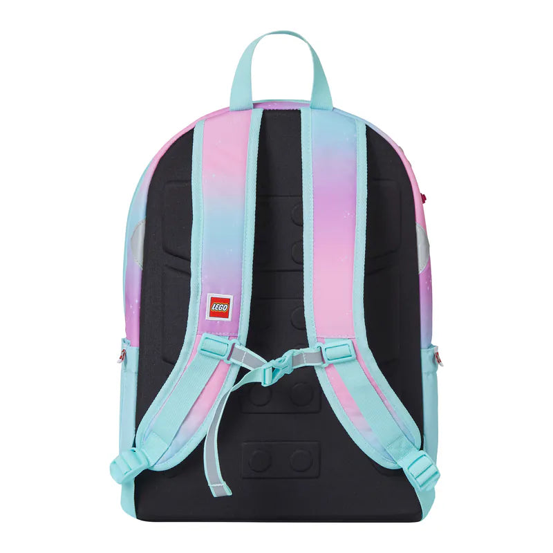 Backpack with gradient straps and LEGO logo on a white background