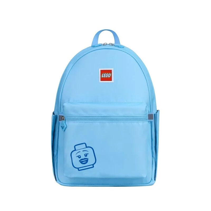 Light blue backpack with a LEGO logo on a white background