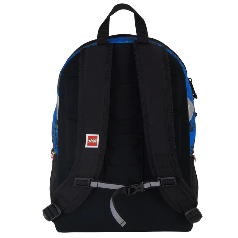 Black backpack with a LEGO logo on a white background