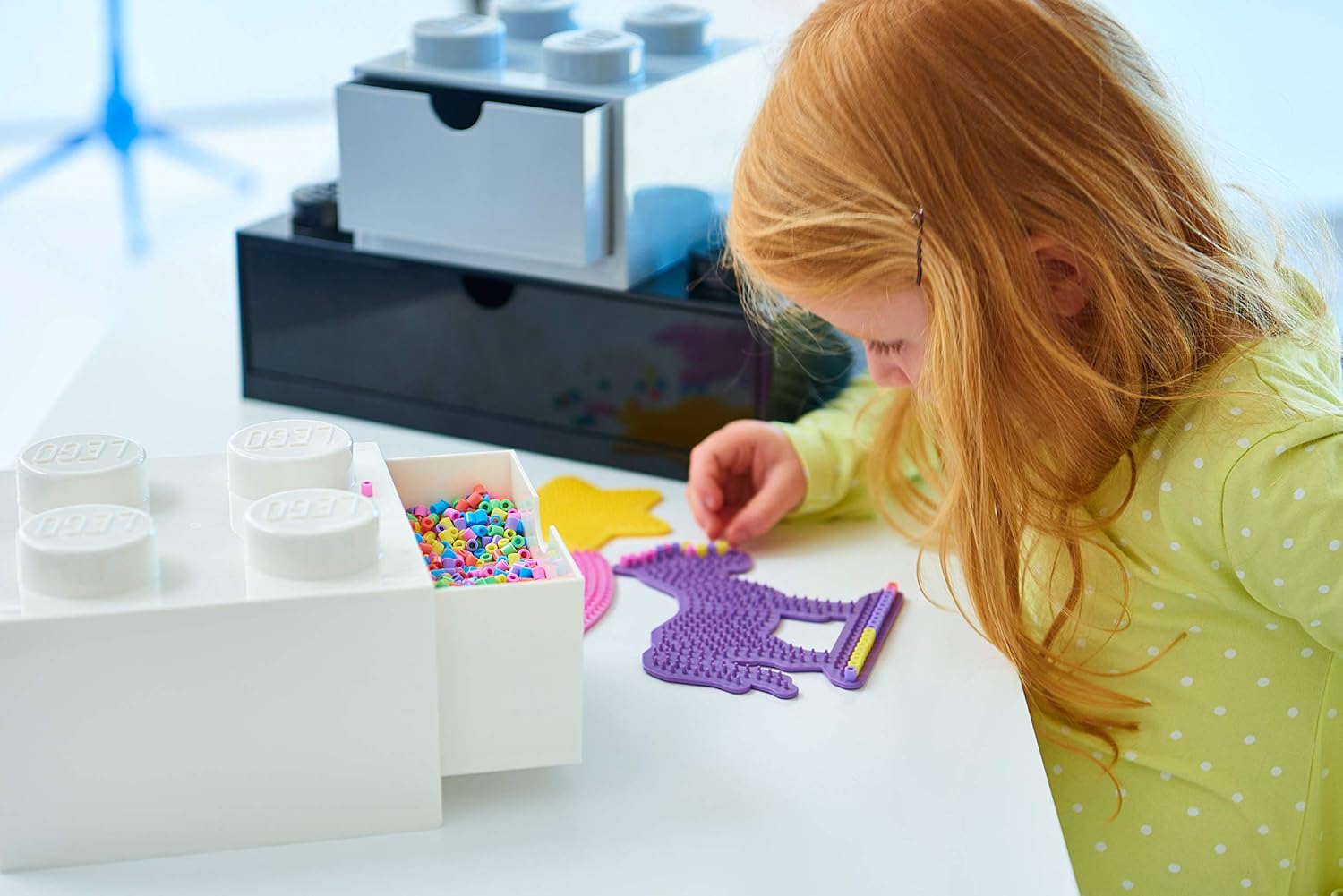Lego Storage 2x4 Brick Desk Drawer (White)