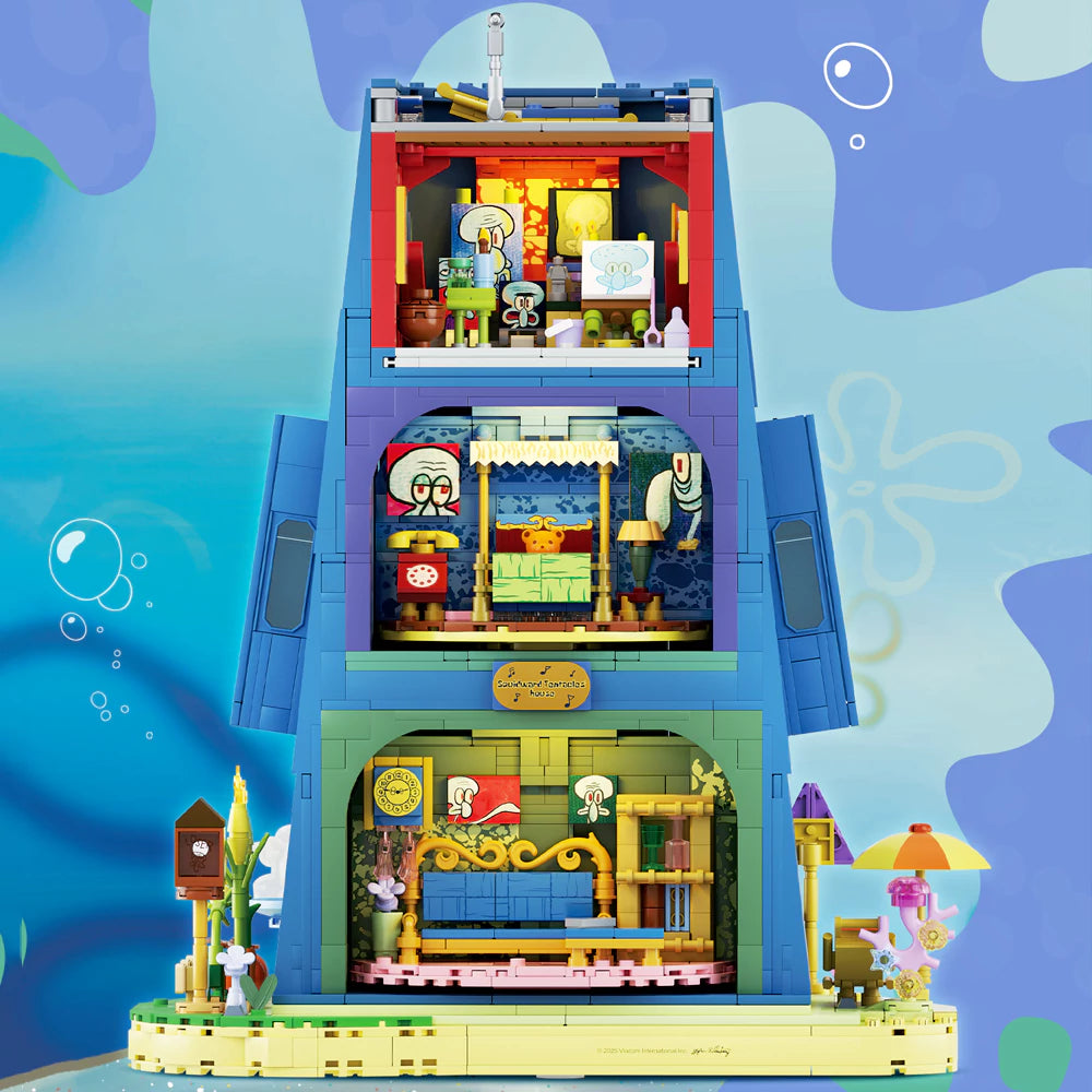 AREA-X Squidward Tentacles Moai House SpongeBob SquarePants AB0078 Building Set with LED Lights-AREAX-Bricking Lebanon