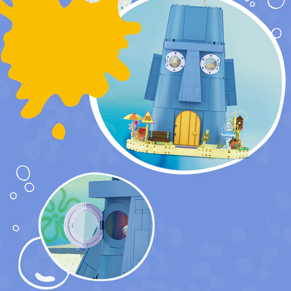 AREA-X Squidward Tentacles Moai House SpongeBob SquarePants AB0078 Building Set with LED Lights-AREAX-Bricking Lebanon