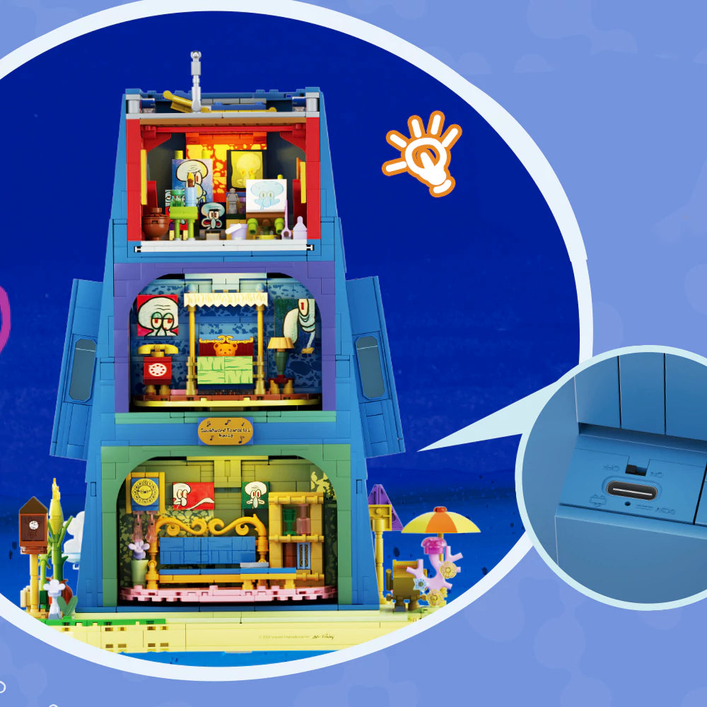 AREA-X Squidward Tentacles Moai House SpongeBob SquarePants AB0078 Building Set with LED Lights-AREAX-Bricking Lebanon