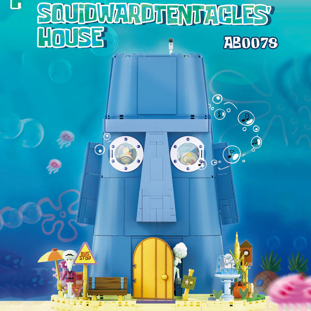 AREA-X Squidward Tentacles Moai House SpongeBob SquarePants AB0078 Building Set with LED Lights-AREAX-Bricking Lebanon