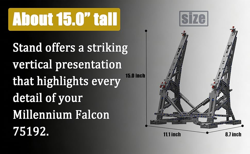 Buildable Vertical Display Stand for Millennium Falcon 75192 – Sturdy 410-Piece Kit