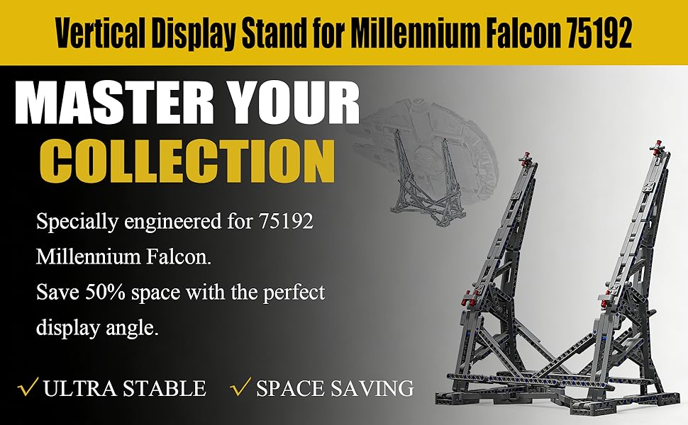 Buildable Vertical Display Stand for Millennium Falcon 75192 – Sturdy 410-Piece Kit