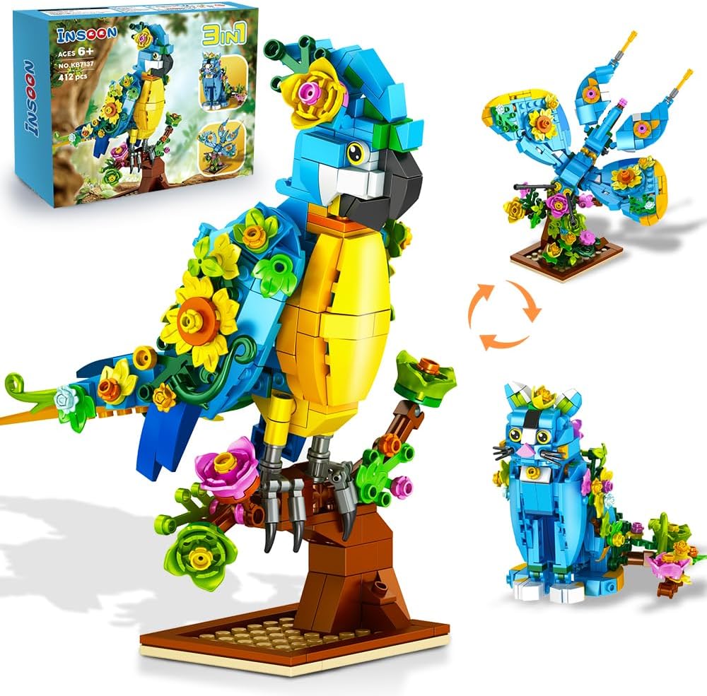 Insoon 3 in 1 Flower Cat Parrot Butterfly KB7137-Bricking Lebanon