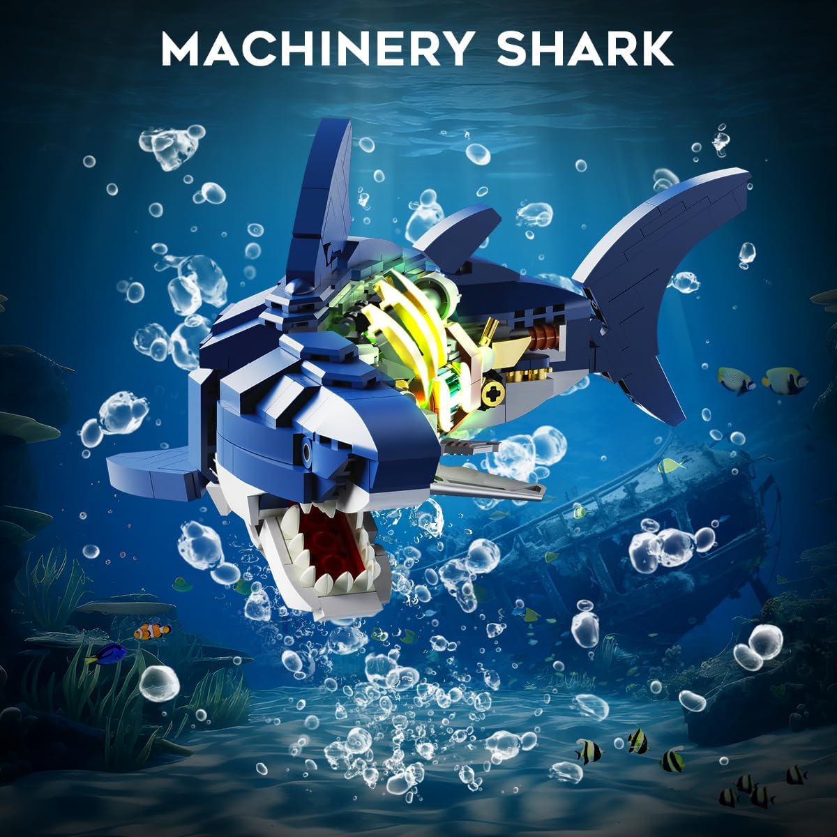 Insoon Mechanical Shark Building Set with LED Light 13054-Bricking Lebanon