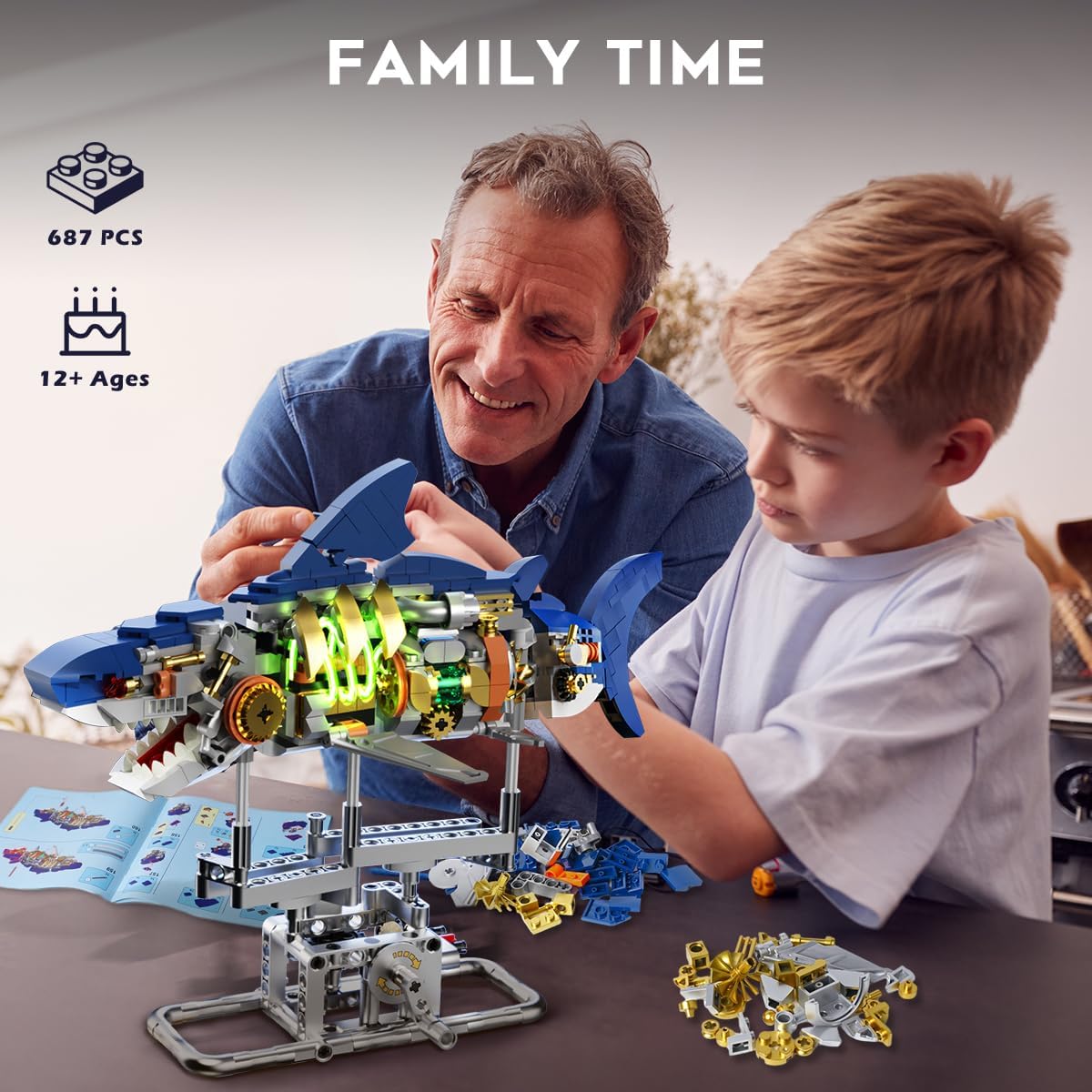 Insoon Mechanical Shark Building Set with LED Light 13054-Bricking Lebanon