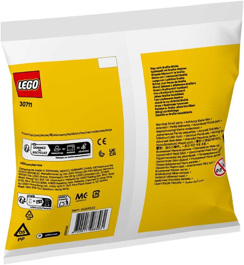 LEGO Braille Bricks Set Interactive Tactile 10 Pieces Ages 6+