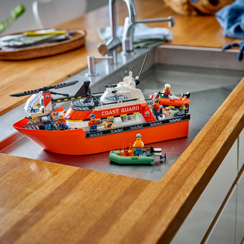 LEGO City Coast Guard Rescue Boat and Helicopter Floating Building Toy-Lego / City-Bricking Lebanon