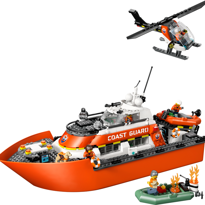 LEGO City Coast Guard Rescue Boat and Helicopter Floating Building Toy-Lego / City-Bricking Lebanon