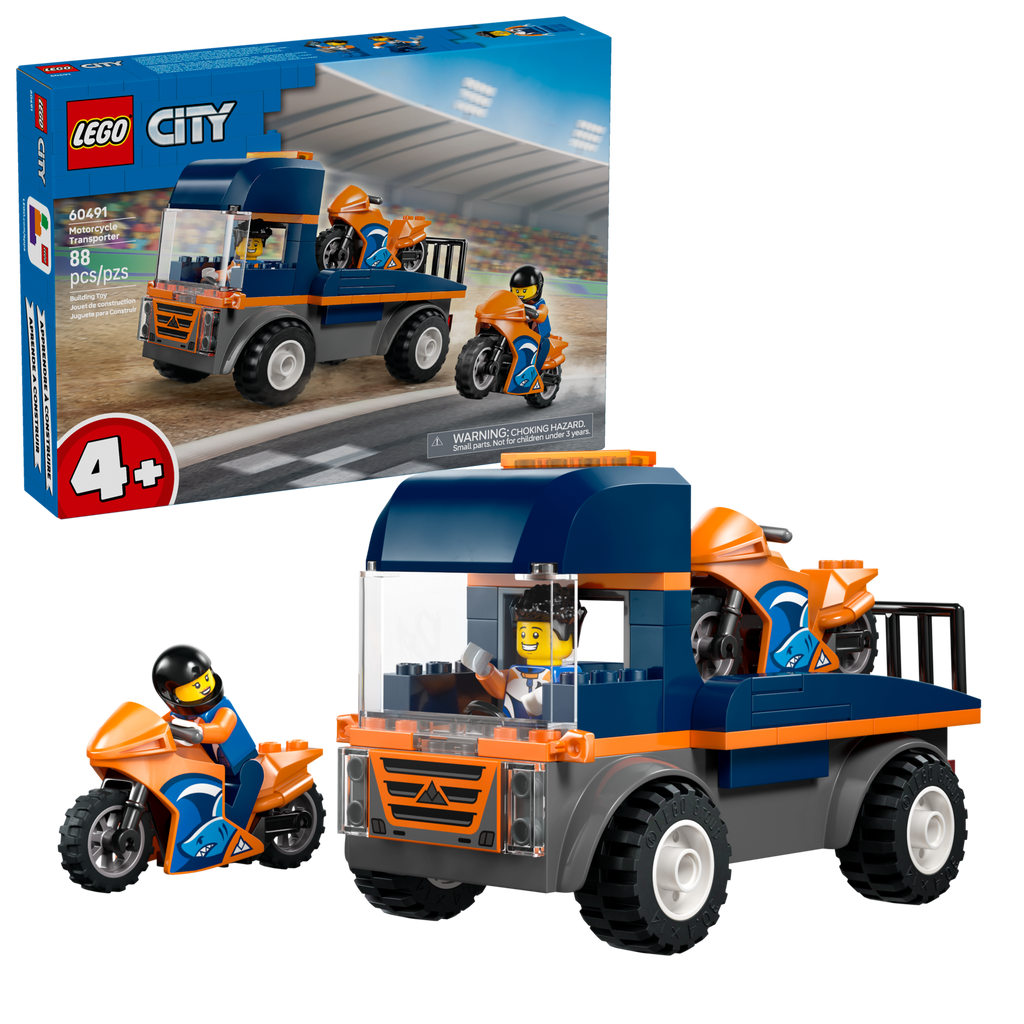 LEGO City Motorcycle Transporter Truck Toy with 2 Racing Bikes 60491-Bricking Lebanon