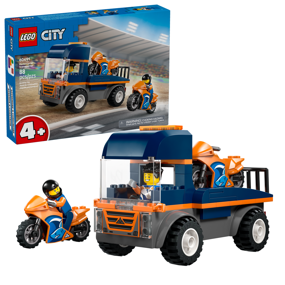 LEGO City Motorcycle Transporter Truck Toy with 2 Racing Bikes 60491-Bricking Lebanon
