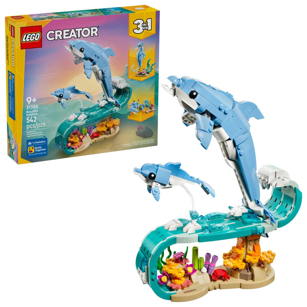 LEGO Creator 3-in-1 Sea Animals: Beautiful Dolphins 31385-Bricking Lebanon