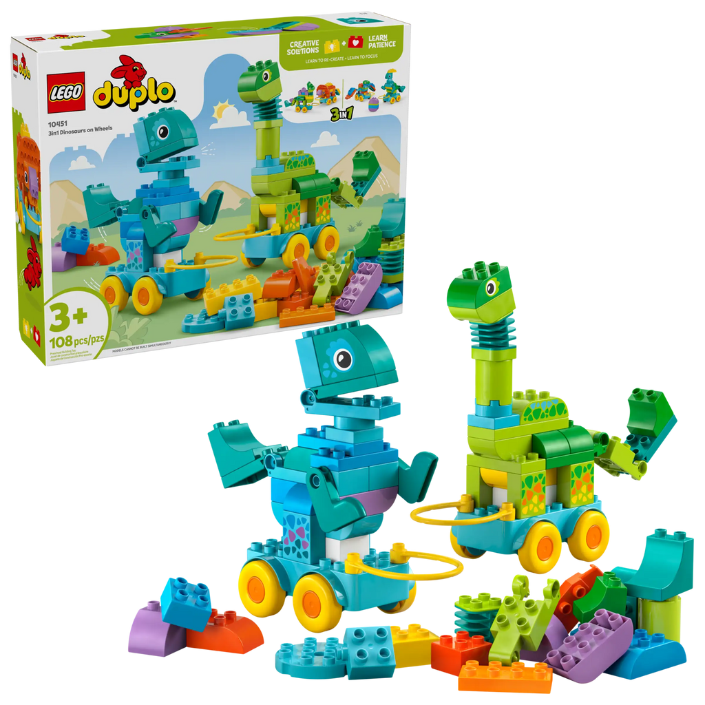LEGO Duplo 3 in 1 Dinosaurs on Wheels 10451-Bricking Lebanon