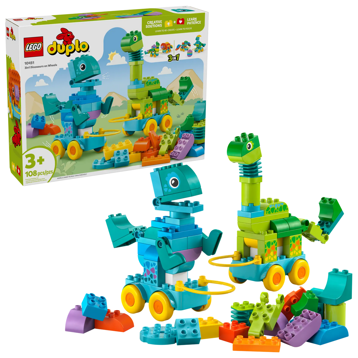 LEGO Duplo 3 in 1 Dinosaurs on Wheels 10451-Bricking Lebanon