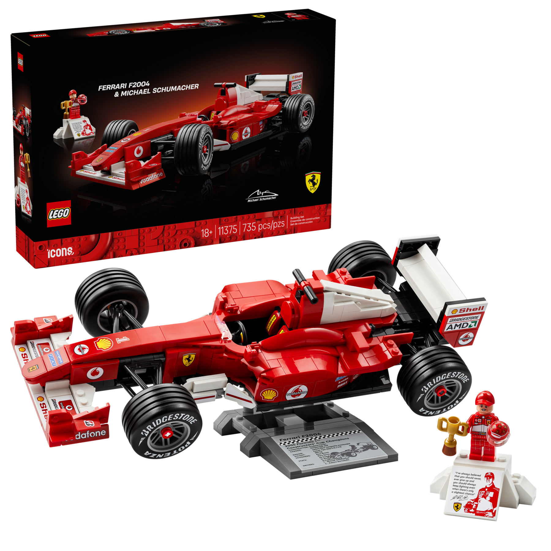 LEGO Icons Ferrari F2004 and Michael Schumacher Formula 1 Set-11375-Bricking Lebanon