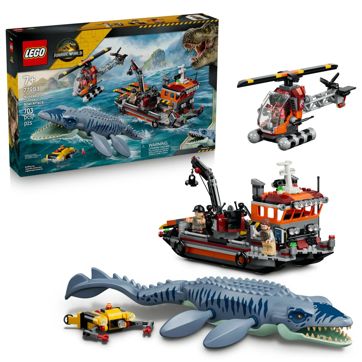 LEGO Jurassic World Mosasaurus Dinosaur Boat Attack 77983-Bricking Lebanon