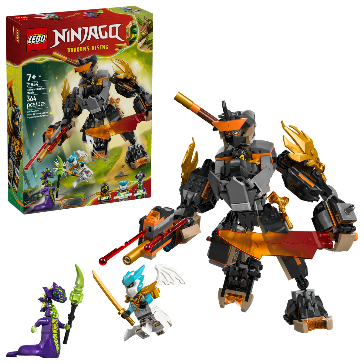LEGO NINJAGO Cole’s Mission Mech and Dragon Zane Ninja 71854-Bricking Lebanon