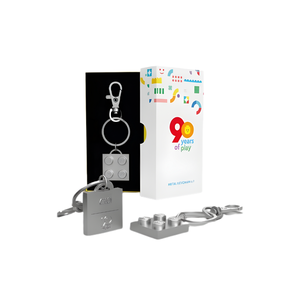LEGO Silver Metal Key Chain, 90 years of play 100871-Bricking Lebanon