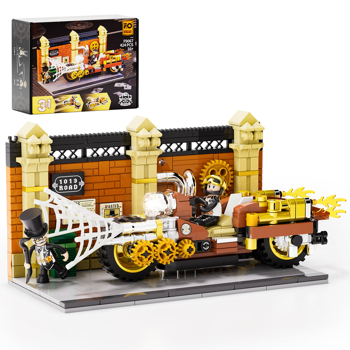 Lumibricks Steampunk Motorcycle Pursuit F9067-Bricking Lebanon