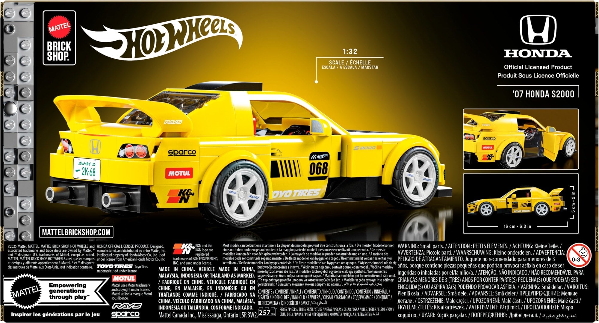 Mattel Brick Shop Hot Wheels '07 Honda S2000 Building Set