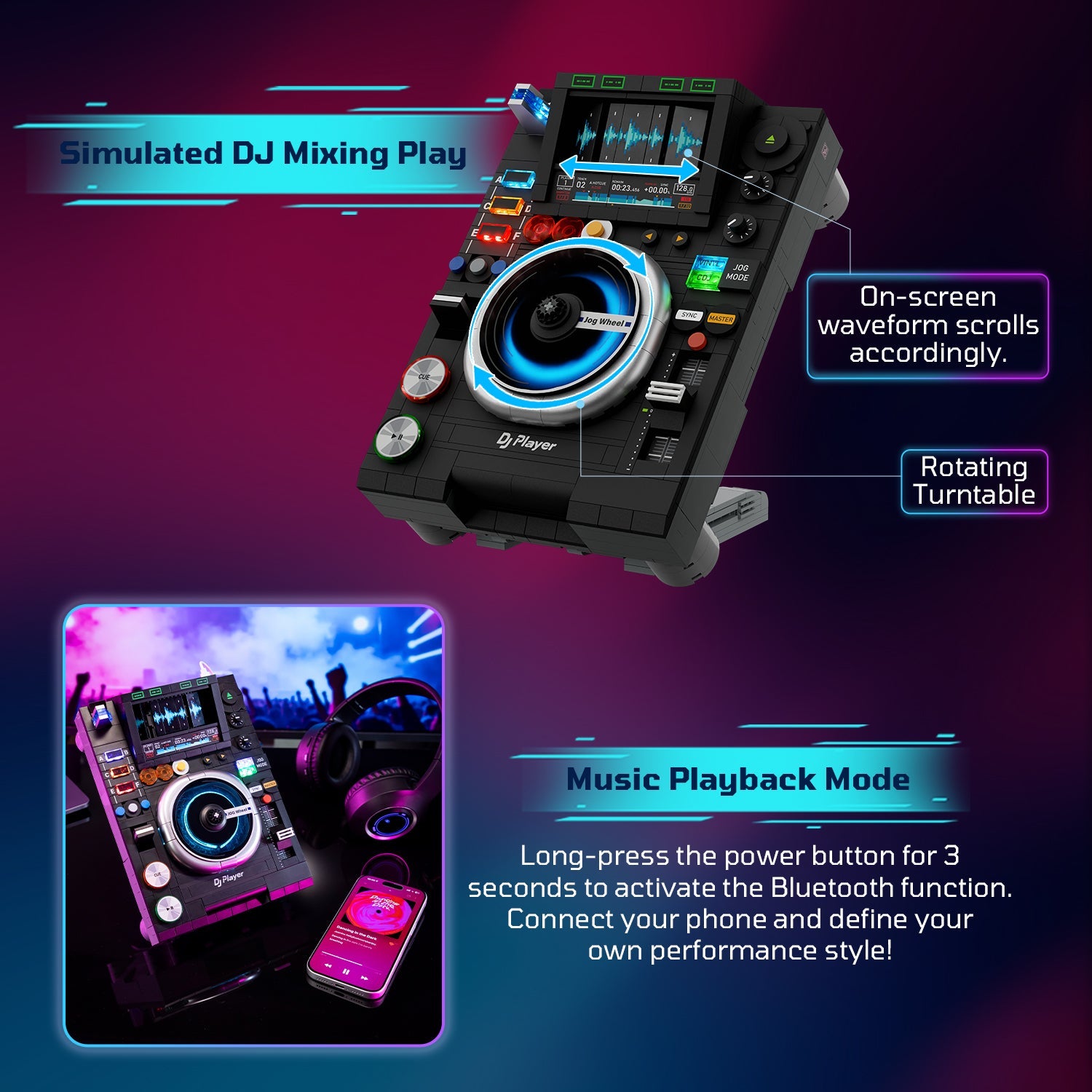 Pantasy DJ Player 85037 Retro Music Turntable Building Block Set-Pantasy-Bricking Lebanon