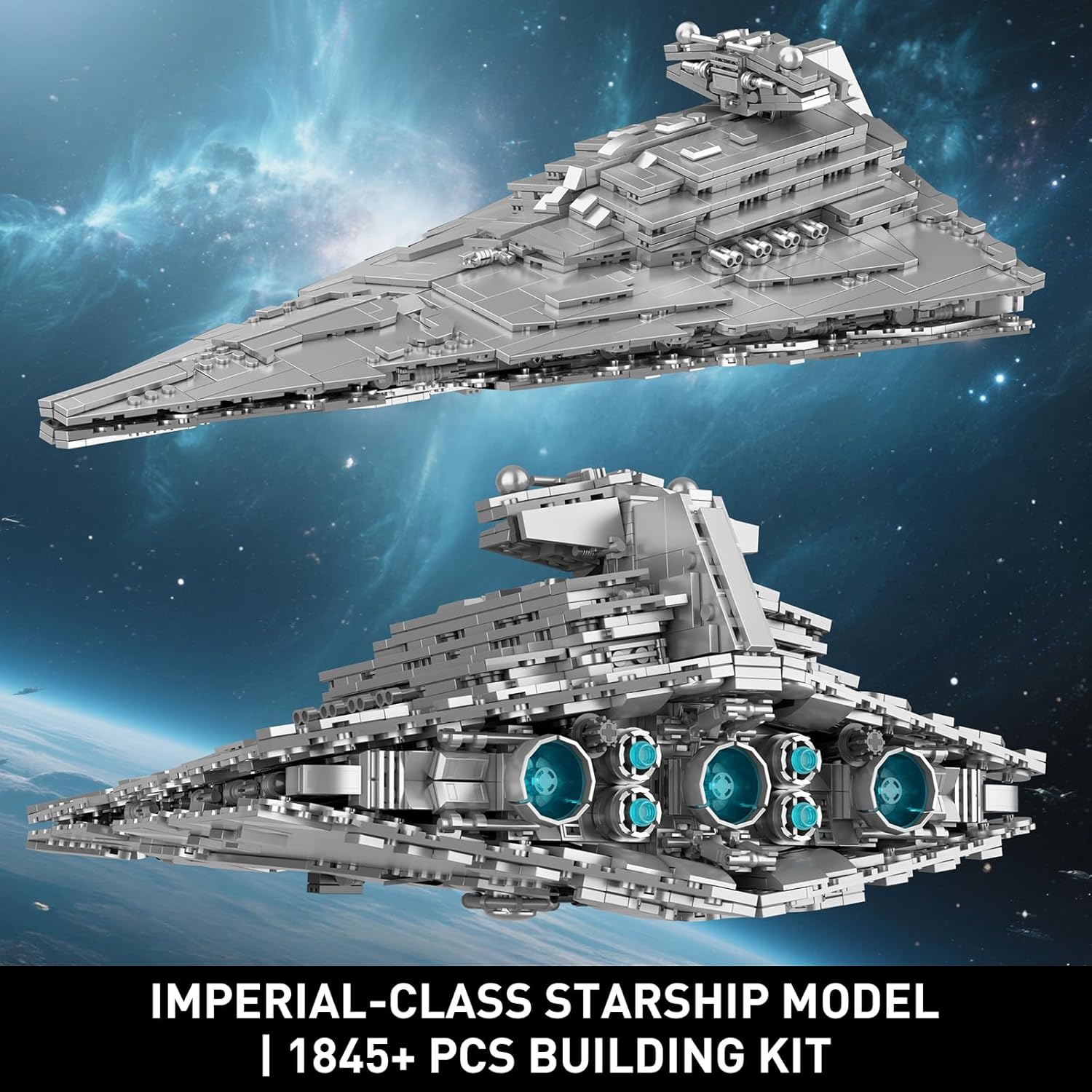 WBBW MOC Imperial-Class Destroyer Model - 1845-Piece Spaceship Set - JG073