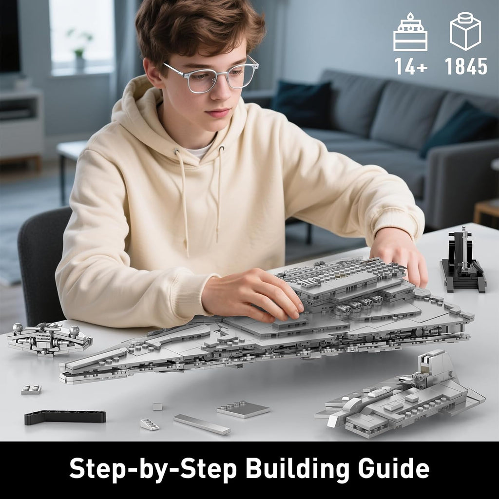 WBBW MOC Imperial-Class Destroyer Model - 1845-Piece Spaceship Set - JG073