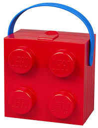 Lunch Box, Brick 2 x 2 Red with Blue Handle