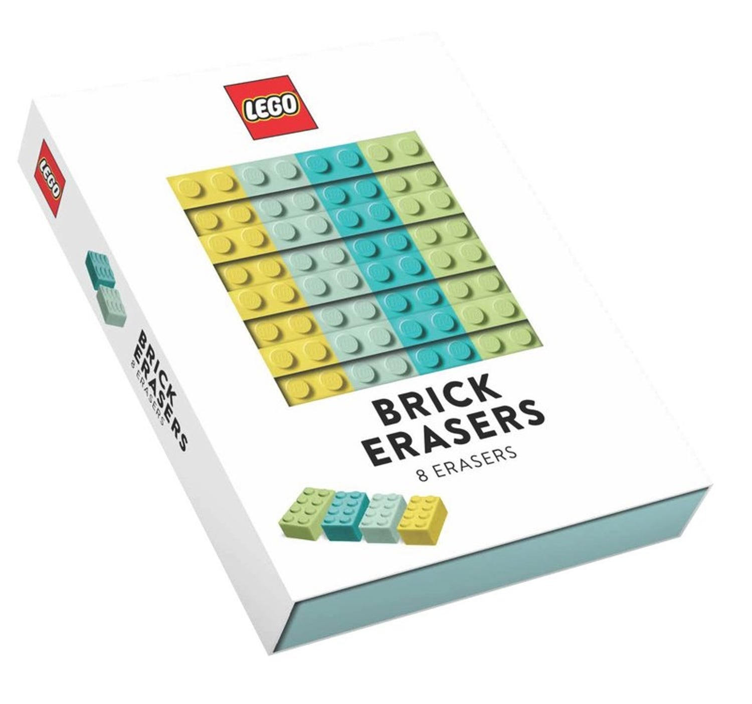 Eraser, LEGO Brick Erasers Set of 8 (Bright Light Yellow, Light Aqua, Dark Turquoise, Yellowish Green)