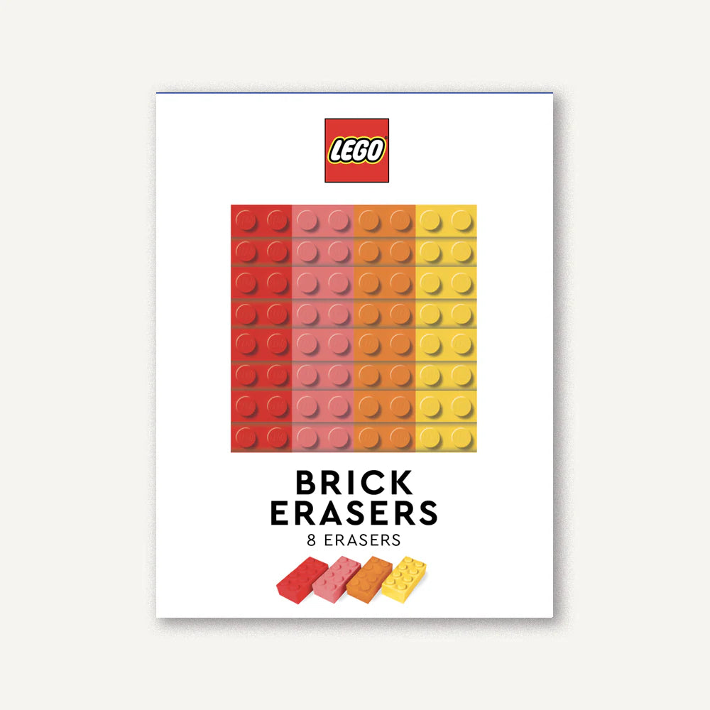 Eraser, LEGO Brick Erasers Set of 8 (Red, Coral, Orange, Yellow)