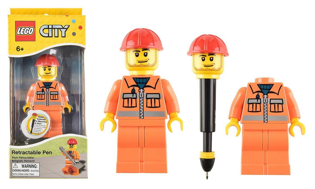 LEGO City Pen, Construction Worker Minifigure, Retractable