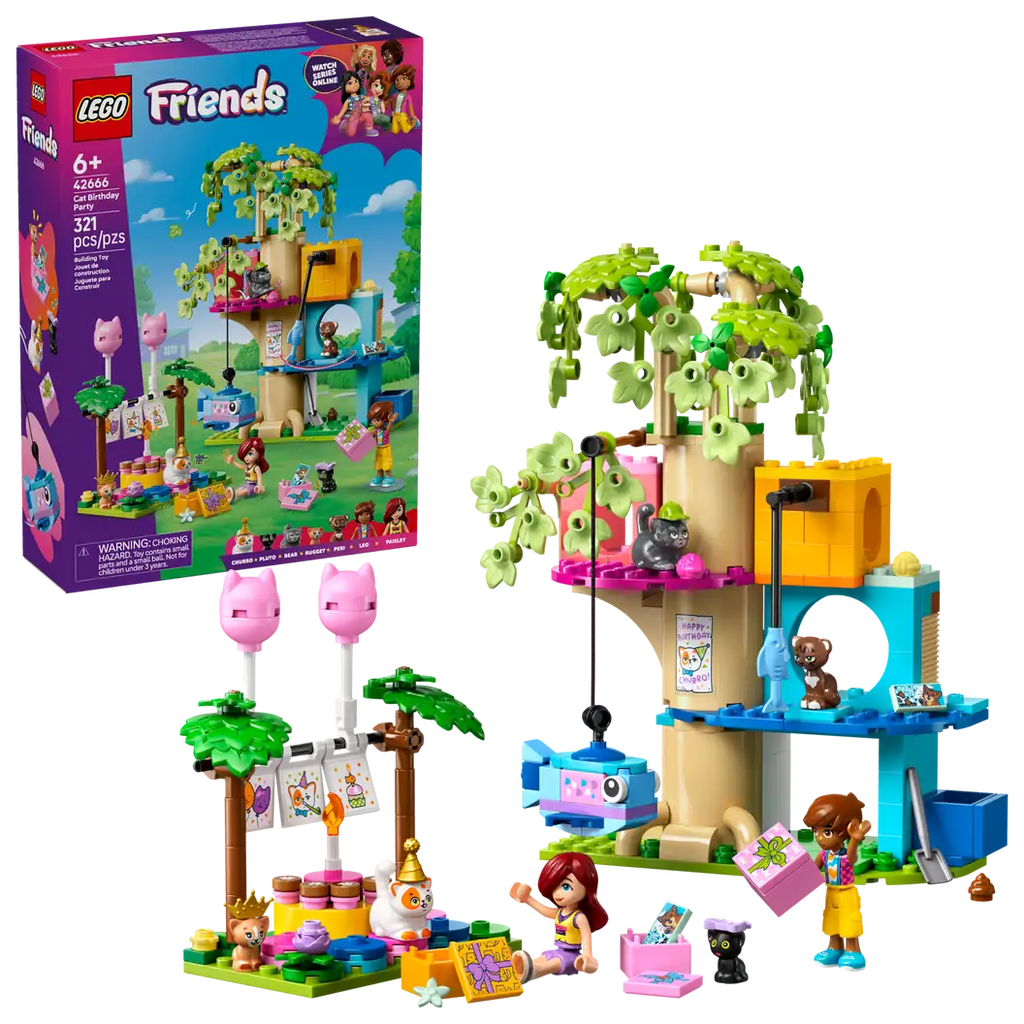Lego Friends Cat Birthday Party & Tree House