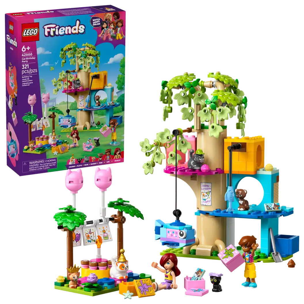 Lego Friends Cat Birthday Party & Tree House