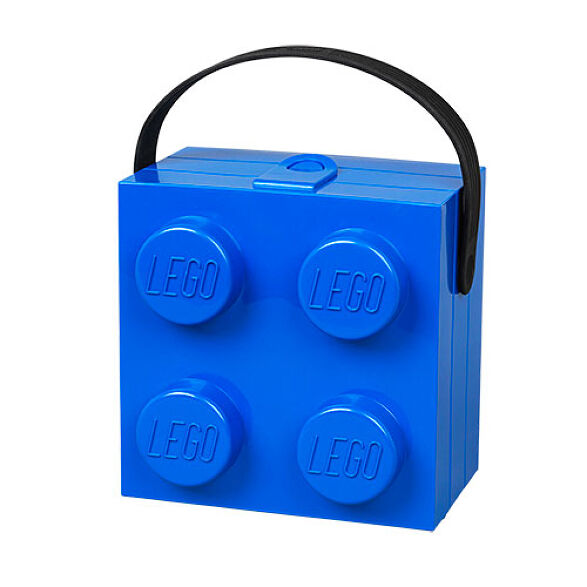 LEGO Lunch Box, Brick 2 x 2 Blue with Black Handle
