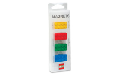 LEGO Magnet Set, Bricks 2 x 4 (4) - Yellow, Red, Green, Blue blister pack