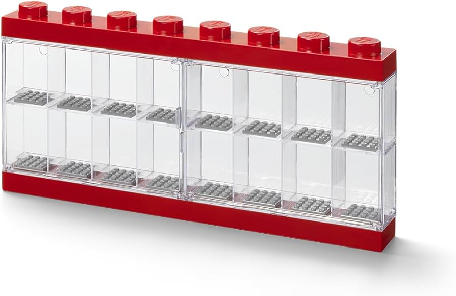LEGO Red Minifigure Display Case, Large - For 16 Minifigures, 2 Doors