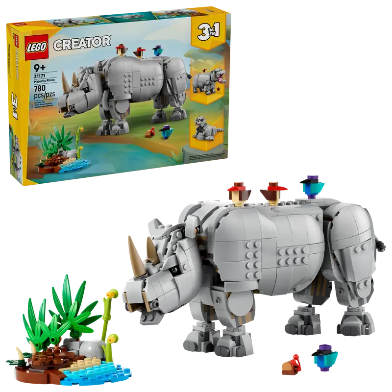 Lego Wild Animals: Majestic Rhino with Birds